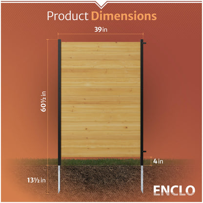 5ft H x 3.2ft W (1 Panel) No Dig Enclo Fairmont Cedar Wood Privacy Screen, Great to Hide Trash Cans, Decorative Patio Screen, Outdoor Privacy Fence Panel, Air Conditioner Barrier, EC18043