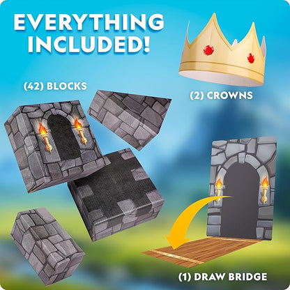 National Geographic Jumbo Cardboard Building Blocks – 45-Pc. Extra-Thick Cardboard Bricks for Kids Build a Castle Play House Indoor Playhouse Large Building Blocks Kids Giant Blocks