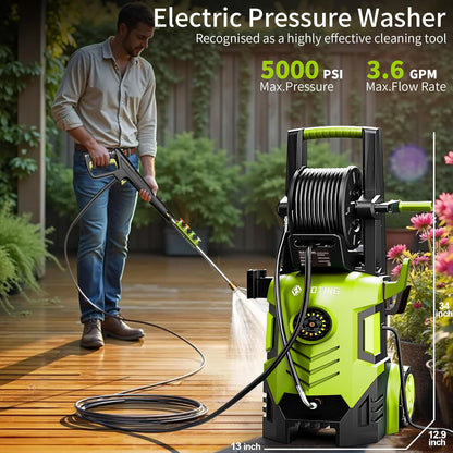 Skiennix 5000 PSI Pressure Washer - Adjustable 8-Level Touch Screen | 34" Tall with 4 Nozzles & Foam Cannon
