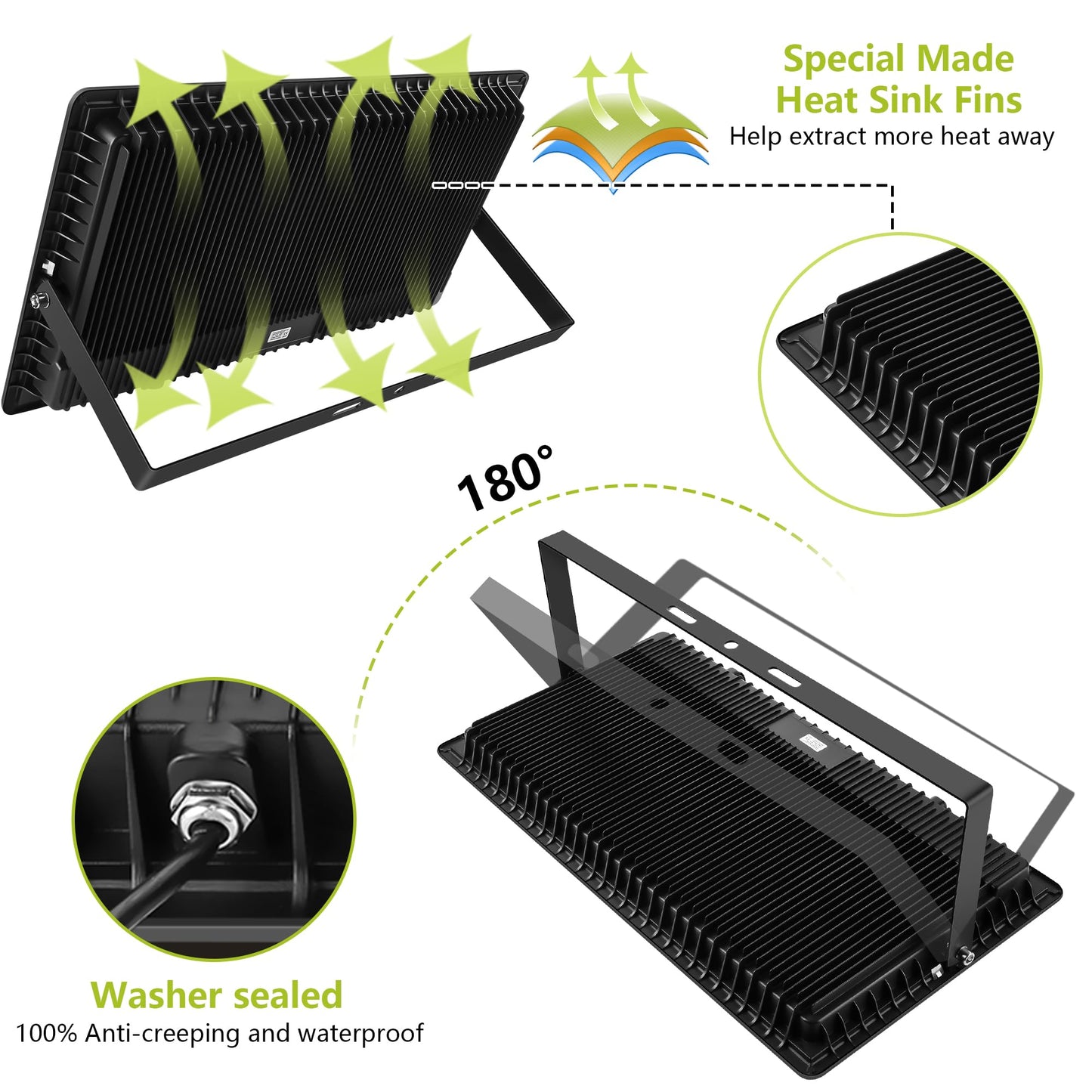 Gopretty 800W LED Flood Light Outdoor,3600W Equivalent Super Bright FloodLight with Plug,80000LM 6000K Daylight White IP66 Waterproof Commercial Lighting for Sports Fields,Courts, Arena, Stadium