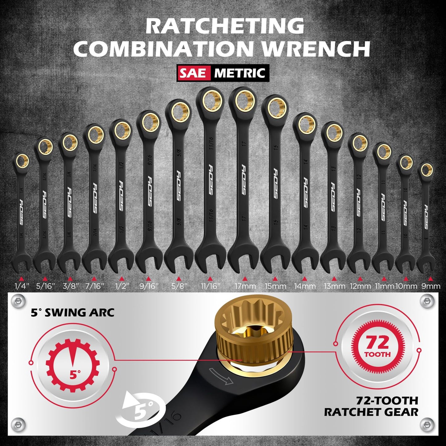 Premium 132-Piece Mechanics Tool Set, SAE/Metric 1/4" & 3/8" Drive Socket Set, Ratcheting Wrenches, Extensions & Adapters, Quick-Release Ratchet, Professional Auto Repair Tool Kit with Storage Case