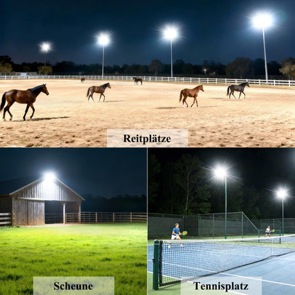 HOPEDAMAI 100W 3Pack LED Flood Light Outdoor, 42000LM Ultra-Bright LED Parking Lot Light, 6500K Daylight IP67 Waterproof Street Light, Flicker-Free Commercial Area Light for Stadium, Court, Barn