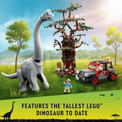 LEGO Jurassic World Brachiosaurus Discovery 76960 Jurassic Park 30th Anniversary Dinosaur Toy Featuring a Large Dinosaur Figure and Brick Built Jeep Wrangler Car Toy Fun Gift Idea for Kids Aged 9+