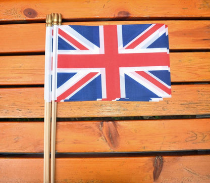 Ckexin 25Pack Small British UK Flag Handheld Mini Britain Flag on Stick 5x8 Inch