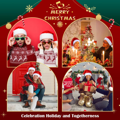 Jadive 30 Pcs Velvet Santa Hats Adult Bulk Thick Xmas Operation Christmas Family Holiday Hats with Comfort Lining New Year Festive (Red)