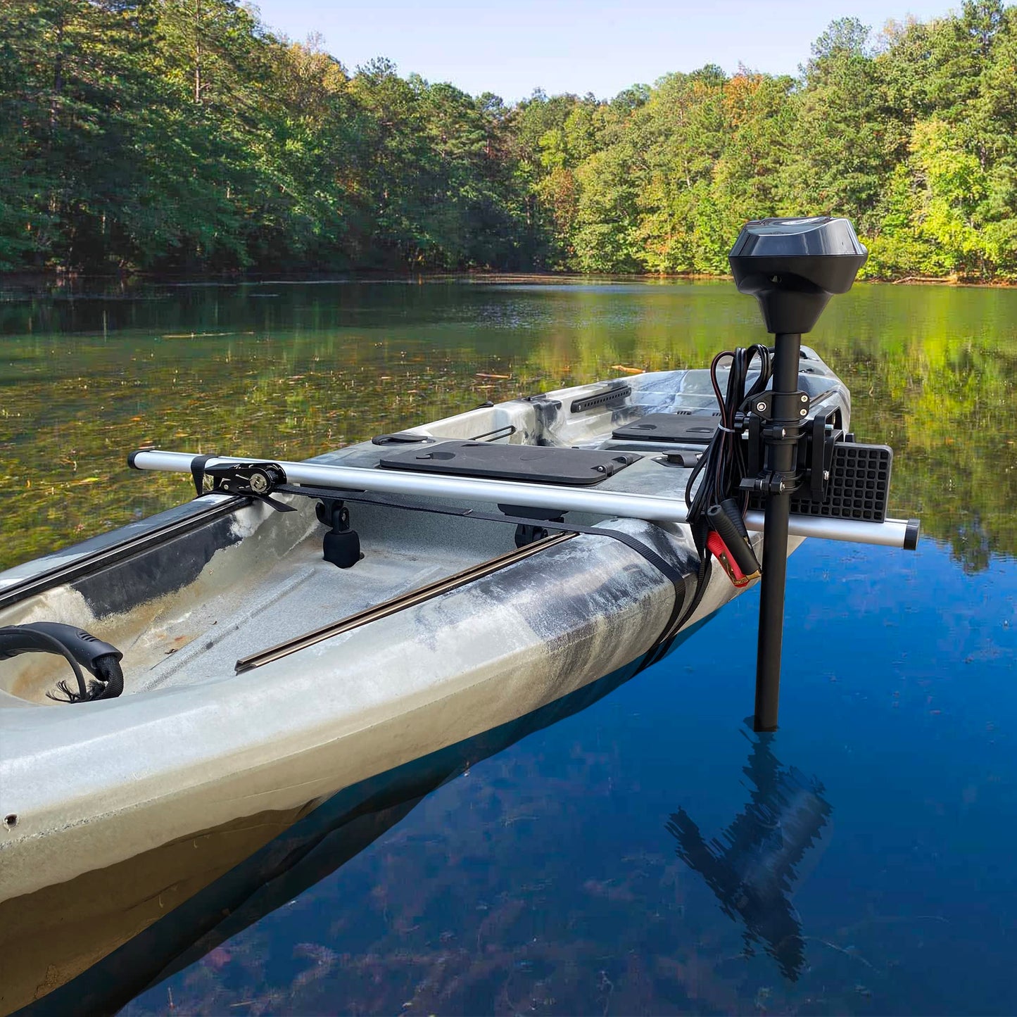 Codinter Kayak Trolling Motor Mount Kit, Kayak Transom Motor Mount for Fishing Kayak 2-in-1 Scupper Holes Kayak Tracks Mount