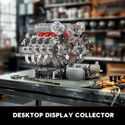Mould King 10219 V8 Engine Model Kit - Build Your Own Supercar Model Engine STEM Engineering Building Blocks Sets with Motor 8-Cylinder Engine Building Kits for Teens Adults(2718 Pieces)