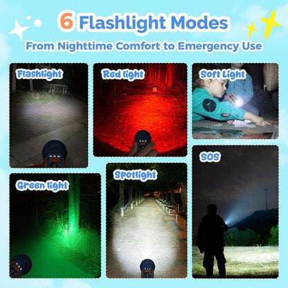 ETENWOLF L1 Rechargeable Kids Flashlight - LED with Fun DIY Stickers, 6 Light Modes, IPX5 Waterproof