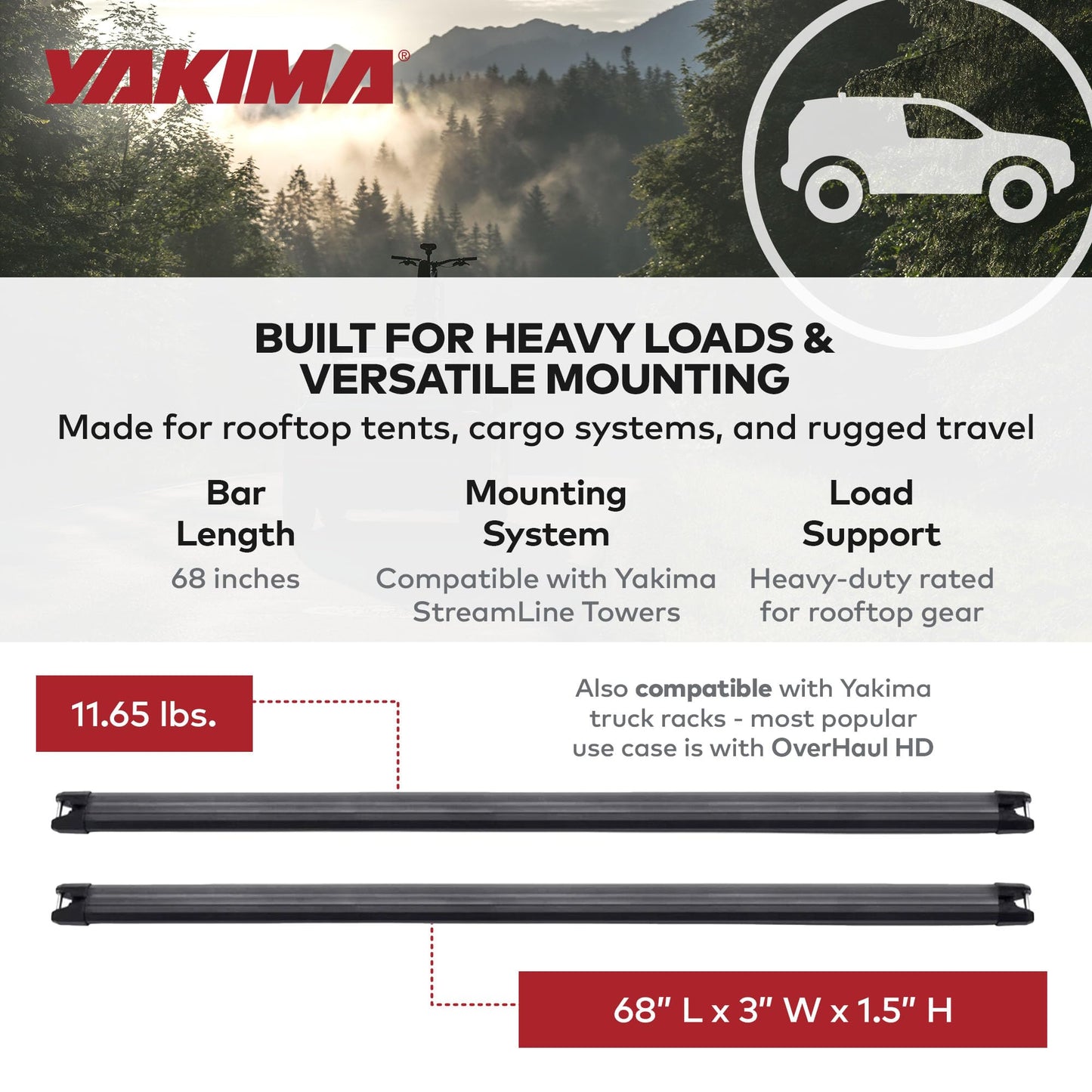 Yakima - HD Bar, Heavy Duty Crossbar, Large (68")