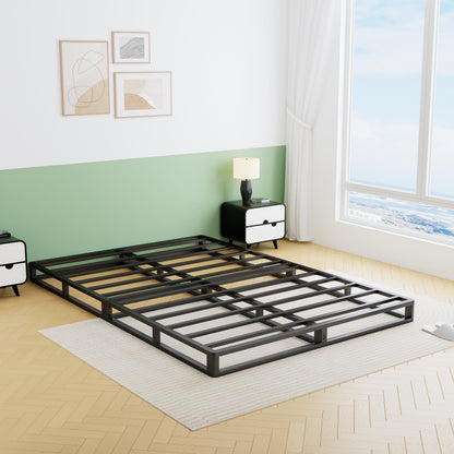 VIPSHOW 5 Inch Full Metal Bed Frame Round Corner Low Platform Bed Frames 3000 LBS Heavy Duty Steel Slats Support Mattress Foundation No Box Spring Needed, Noise Free, Easy Assembly, Black
