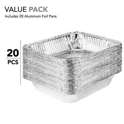 Stock Your Home 9x13 Aluminum Pans (20 Pack) - Disposable & Recyclable Foil Tray- Half Size Steam Table Deep Pans - Tin Foil Pans for Cooking, Heating, Storing, Prepping Food, BBQ, Grilling, Catering