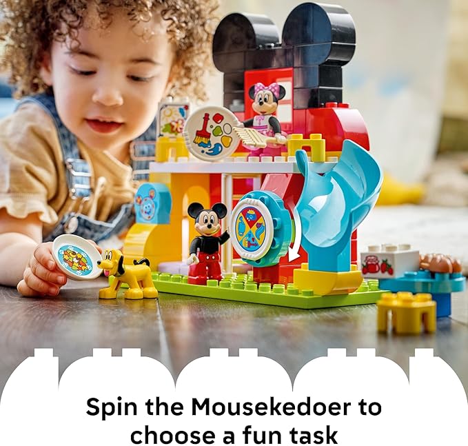 LEGO DUPLO Disney Mickey Mouse Clubhouse with Minnie &amp Pluto Building Toy - Fine Motor Skill Toy for Toddlers Ages 2+ - Mickey Mouse Toy for Boys &amp Girls - Birthday Gift for Kids - 10465