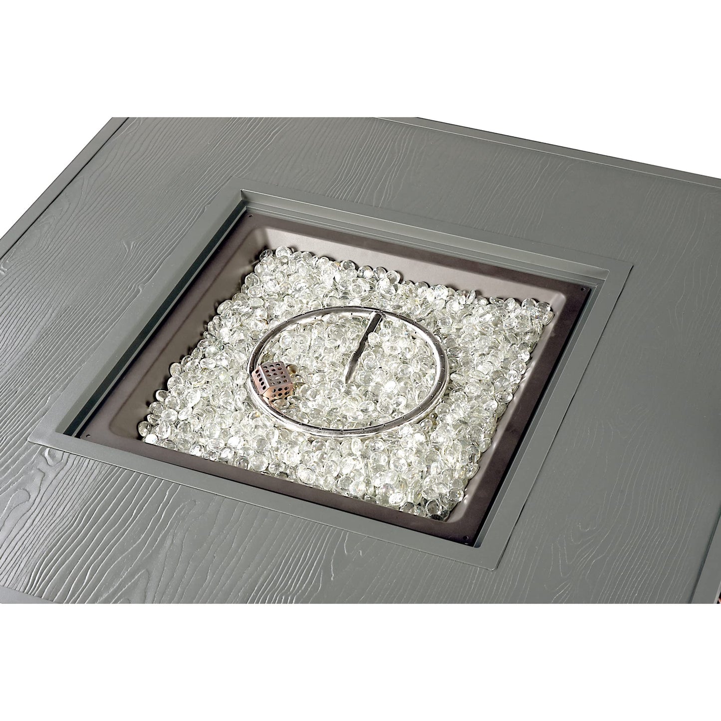 Square 42 in. x 42 in. Aluminum Propane Fire Pit Table with Glass Beads, Two Covers, Lid, 57,000 BTUs in Grey Finish