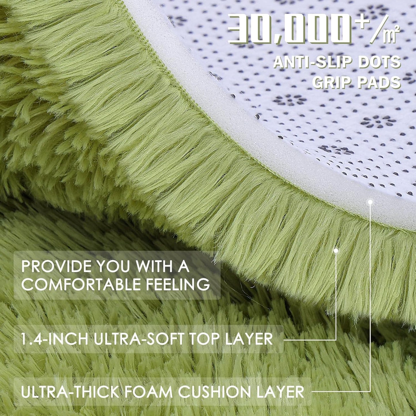 OLANLY Large Area Rug - Soft Fluffy Shaggy Carpet for Living Room & Bedroom | 5x8 Grass Green