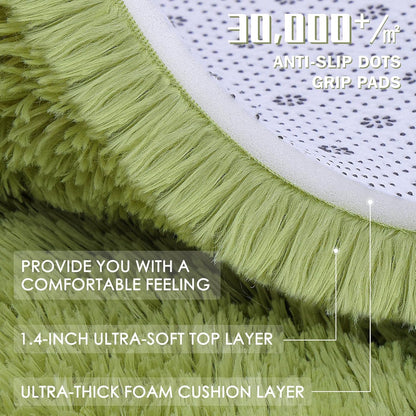 OLANLY Large Area Rug - Soft Fluffy Shaggy Carpet for Living Room & Bedroom | 5x8 Grass Green