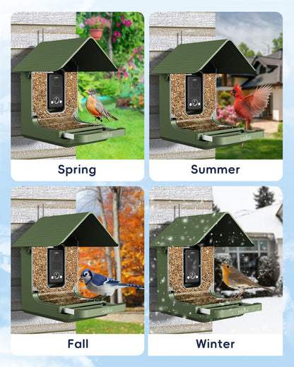 WingHome Bird Feeder with Camera, 32MP Photos & 4K Video with Live View, 5GHz/2.4GHz WiFi, AI Identify Birds Species and Instant Arrival Alerts for Bird Lovers