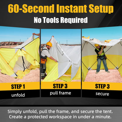 Work Tent WT-66 Pop Up Work Tent 6x6 ft Jobsite Tent, 420D Oxford PU2000mm CPAI-84 V0 Flame Retardant, Instant Tool-Free Setup Portable Work Shelter, UV50+ Heavy Duty Construction Tent