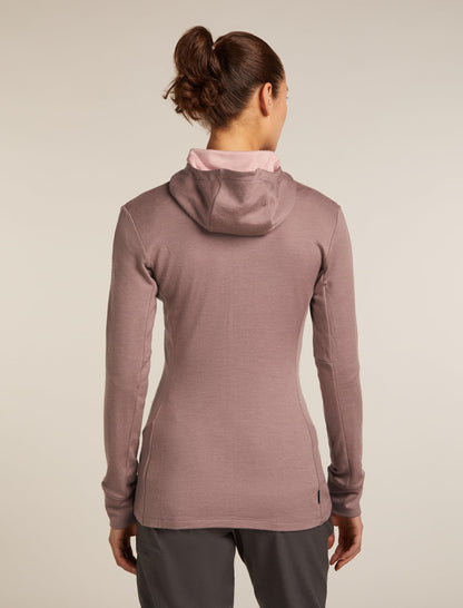 icebreaker Women's Merino 260 Quantum Long Sleeve Zip Hoodie - Summit/Blush - Large