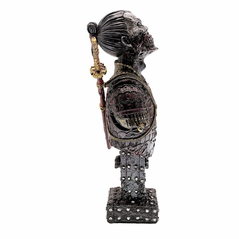 LOOYAR Undead Samurai Zombie Resin Bust Statue for Home Office Decor (Red)