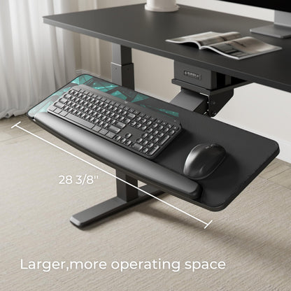 EUREKA ERGONOMIC Height Adjustable Mouse & Keyboard Tray Under Desk, 28x10'' Large Slide Out Swivel Tilt Computer Keyboard Drawer with Pad for Gaming Home Office, Dual Mount