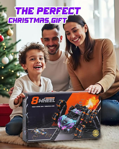 HuiJuKeJi 8WD RC Stunt Car with Gesture Sensing &amp Spray 2.4GHz Hand-Controlled Remote Control Car Toy with Light/Music Auto-Demo Mode Vehicle for Kids Ages 6-14 Birthday