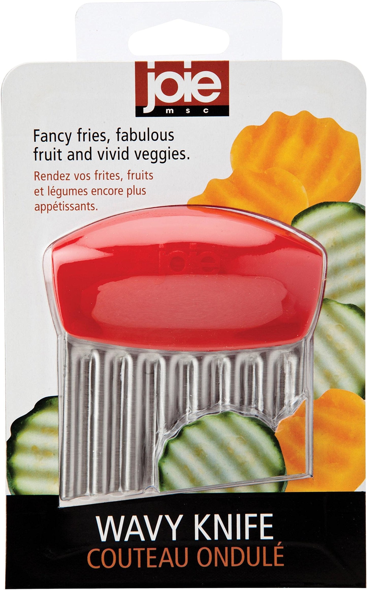 Joie Crinkle Cutter Kitchen Knife for Vegetables, Stainless Steel Blade, Colors May Vary