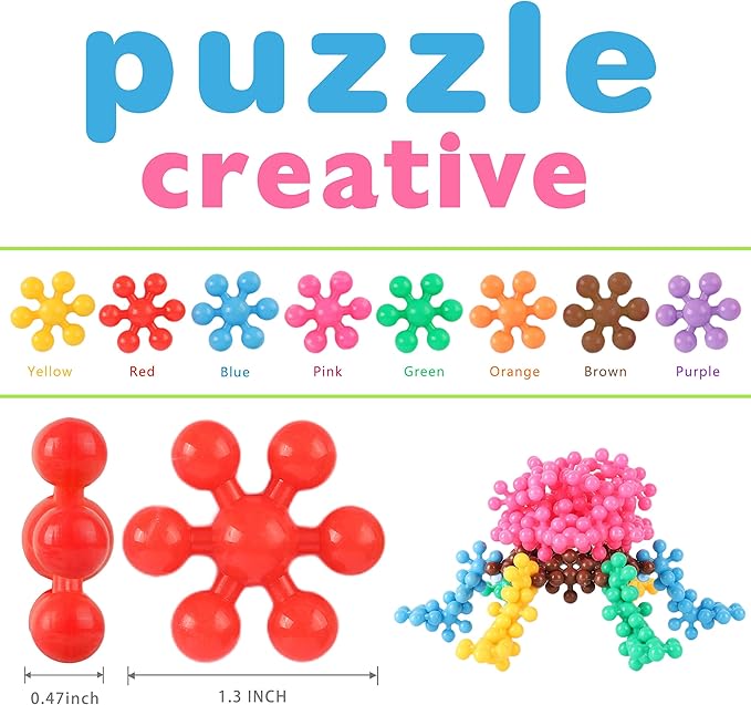 TOMYOU 300 Pcs Building Blocks Kids STEM Toys Educational Sets Interlocking Plastic for Preschool Boys and Girls Aged 3+ Safe Material Creativity