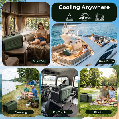 5200 BTU Portable Tent Air Conditioner for Camping, RV, Truck, Fishing. 400W Consumption Fast Cooling AC Unit for Outdoor Indoor Using, 4-in-1 Portable AC for Road Trips, Camping Adventures(Green)