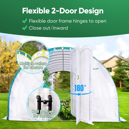 Quictent 25x10x6.6 FT Premium Greenhouse for Outdoors with 2 Door Frames, Reinforced Top Structure & Cover, Large Heavy Duty Walk-in Tunnel Hoop Green House for Garden Backyard Flower Winter, White