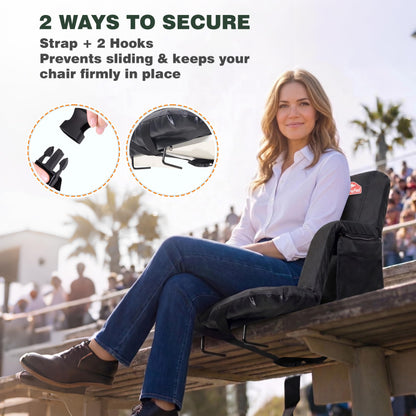 SUNNYFEEL Stadium Seat with Back Support Thick Cushion 6 Reclining Positions 264lbs Capacity Sofa Style Design with Side Pockets for Camping Beach Picnic Sports
