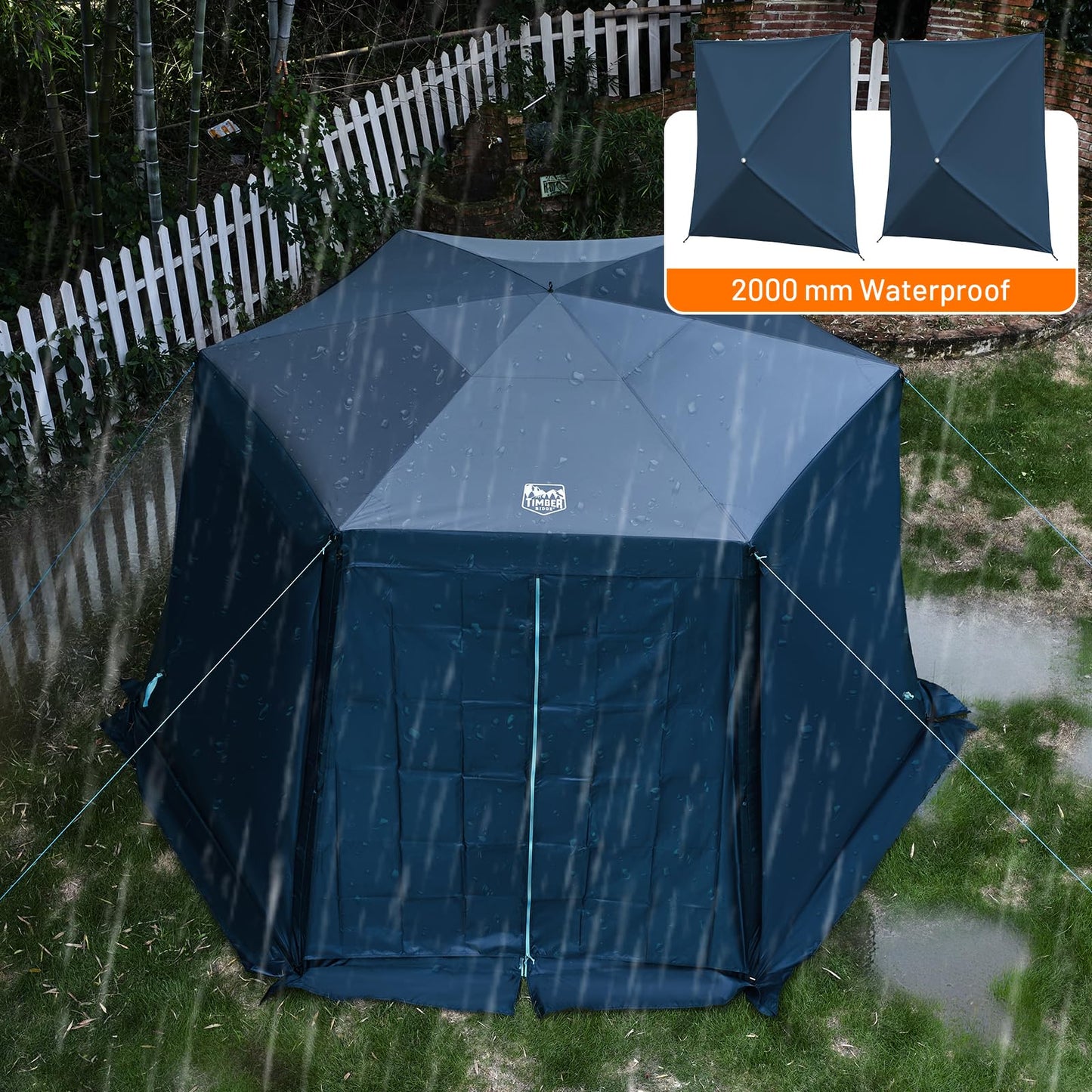 Timber Ridge Pop Up Gazebo Tent, 12.1 x 10.5 ft, Waterproof Screen House with Wind Panels, UV Protection, Navy Blue