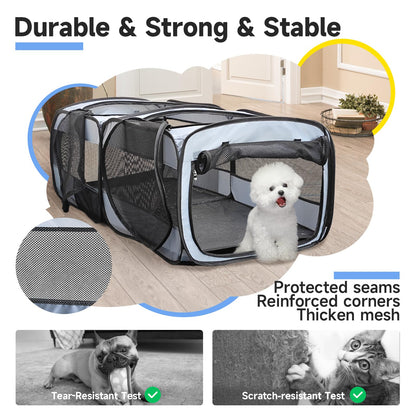 2-in-1 Dog Playpen, 73''Pop Up Cat Puppy Pet Playpen Indoor/Outdoor Cats Enclosed, Cat Dog Tent Crate Cage Kennel, Portable Playpen for Kitten, Small Animals Play Pen(No Divider, Unified Space)