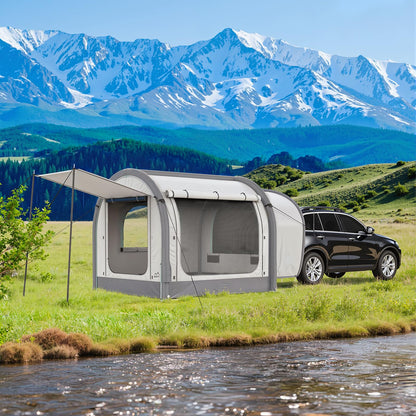 Inflatable SUV Tent for Camping, Large Quick Setup Blow Up Glamping Tents, 6-Person Tent with Detachable Car Attachment, Van Tents with Storage Bag &Projection Screen, Waterproof SUV Awning for Travel