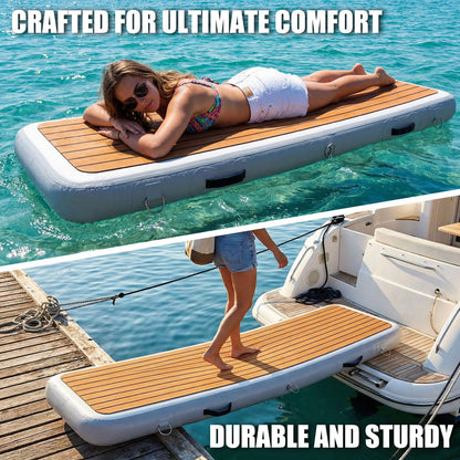 Teyva Daily Inflatable Gangway for Boats and Yachts, 6.56 ft Gangway for Boat Dock, Portable, Durable PVC, Non-Slip Surface, Stainless Steel D-Rings, for Sport Yacht Dock Water Platform