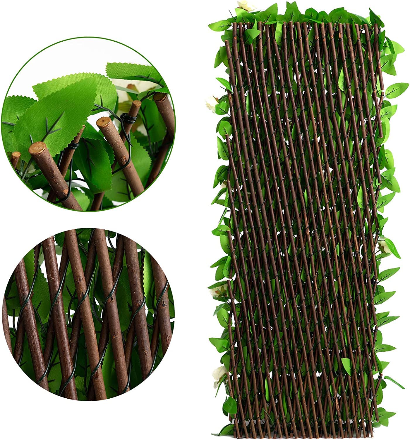 DOEWORKS Expandable Fence Privacy Screen for Balcony Patio Outdoor, 4PCS Faux Ivy Fencing Panel for Backdrop Garden Backyard Home Decorations