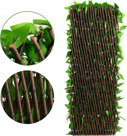 DOEWORKS Expandable Fence Privacy Screen for Balcony Patio Outdoor, 4PCS Faux Ivy Fencing Panel for Backdrop Garden Backyard Home Decorations