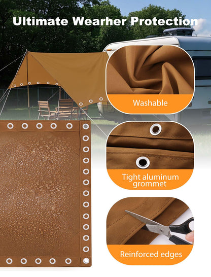Erfolkerz Canvas Tarp 16x20ft 22Mil Water-Resistant Tarps with Aluminum Grommets, 14OZ UV-Resistant Tarpaulin,Heavy-Duty Multi-Use Cloth Covers for Wood/Car/Roof/Boat/Camp/Canopy