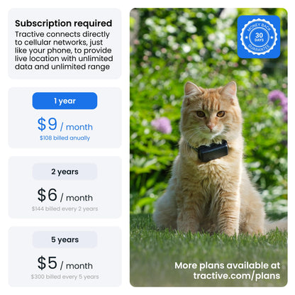 Tractive Smart Cat GPS Tracker | Real-Time Location & Wellness Monitoring for Cats 6.5 lbs+ | Territory & Location History | Up to 5-Day Battery | Breakaway Collar Included (Mint)