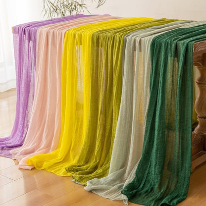 Keketoarrange 3pcs Yellow Gauze Rustic Cheesecloth Table Runner 120 Inch 10 FT for Wedding Baby Shower Bridal Shower Birthday Engagement Garden Outdoor Party Long Sheer Boho Decorations