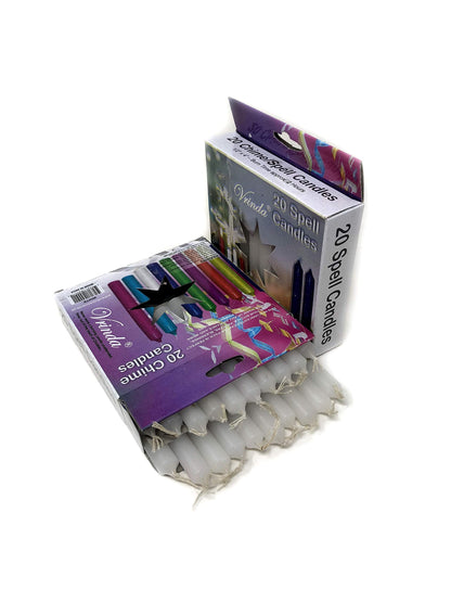 Vrinda® 4" Mini Chime Ritual Spell Unscented Taper Candles - Set of 20 (White)