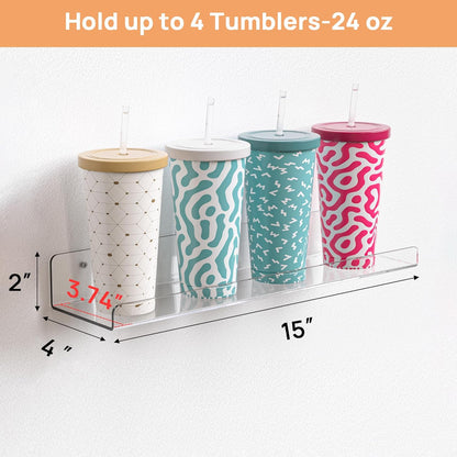 Upsimples Acrylic Floating Shelves - Versatile Wall Organizer for Bathroom, Bedroom, or Living Room | Clear, 15" - 2 Pack