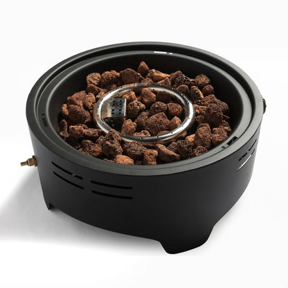 15 Inch Propane Tabletop Fire Pit 40000 BTU Portable Gas Fire Pit with Lava Rocks Round Steel Fire Bowl for Outdoor Patio Balcony Garden, Black
