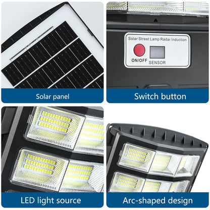 Solar Lights Outdoor Waterproof with Motion Sensor & Remote, IP66 Commercial Solar Street Light, Dusk to Dawn LED Security Flood Light for Parking Lot, Yard, Driveway - Timer Adjustable Brightness 2P