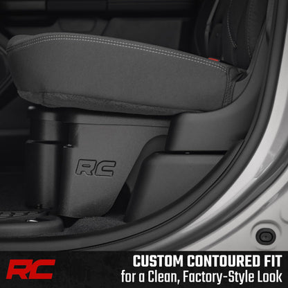 Rough Country Under Seat Storage for Ram 1500 Crew Cab (2019-2026) - Custom Rear Under Seat Organizer Tray with Lockable Lid