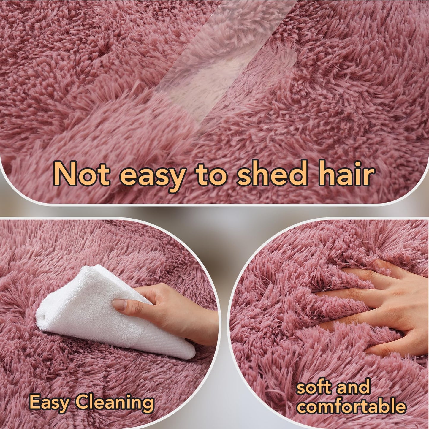 8x10 Area Rug Living Room: Blush Shag Fluffy Area Rugs for Bedroom- Blush Fluffy Rugs for Living Room- Large Plush Soft Fuzzy Carpets for Bedroom, Kids Room Decor, 8x10Feet