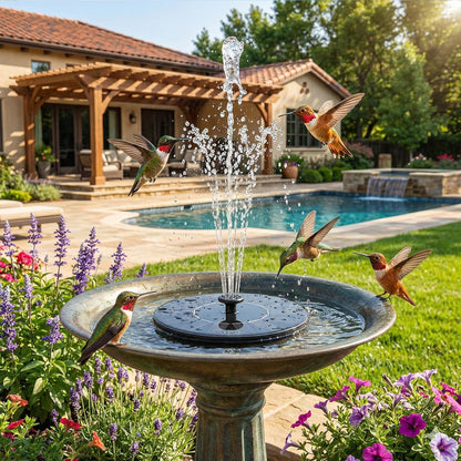 Yeomi Solar Fountain - Floating Water Pump for Bird Baths | No Battery Needed, Easy to Use for Gardens & Patios