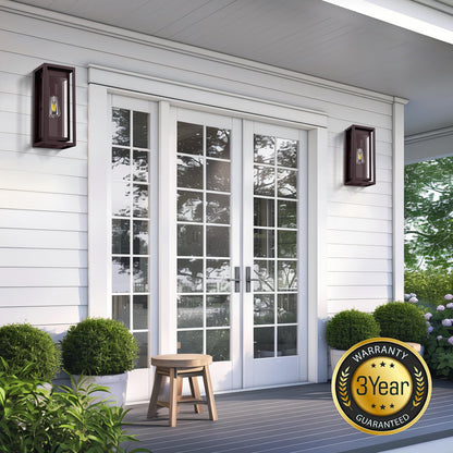 Slypadan Outdoor Light Fixture 15in Oil-Rubbed Bronze Waterproof Wall Sconces 2-Pack with Clear Glass Shade