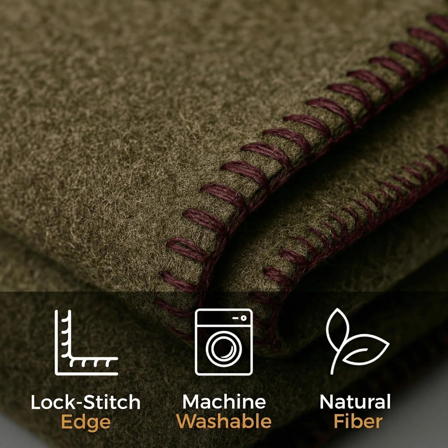 Wool Camping Blanket – 70% Wool Heavy-Duty Military Style Throw, Warm & Washable, Fire Retardant Cover for Emergency, Survival & Outdoor Use – Perfect for Camping, Car, Home & Hiking, Olive 62x84