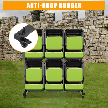 Folding Chair Cart Storage Rack on Wheels, Two-Tier 800Lbs Capacity Heavy Duty Adjustable Rolling Rack for 84 Chairs or 24 Tables, with Locking Wheels,Rain Cover,Elastic Cords Wheels, Straps, Black