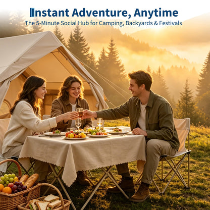 Inflatable Camping Tent for 2-6 Person, Quick Setup Blow Up Tent with Hand Pump, Waterproof 4 Season Air Glamping Tent with Skylight, Mesh Windows & Stove Jack, for Camping, Beach, Outdoor
